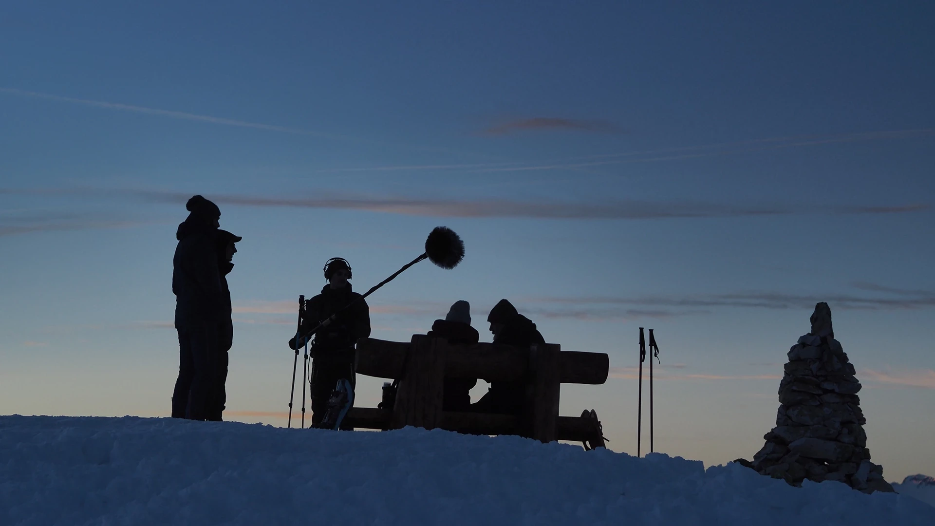 behind the scene picture with a beautiful sunset