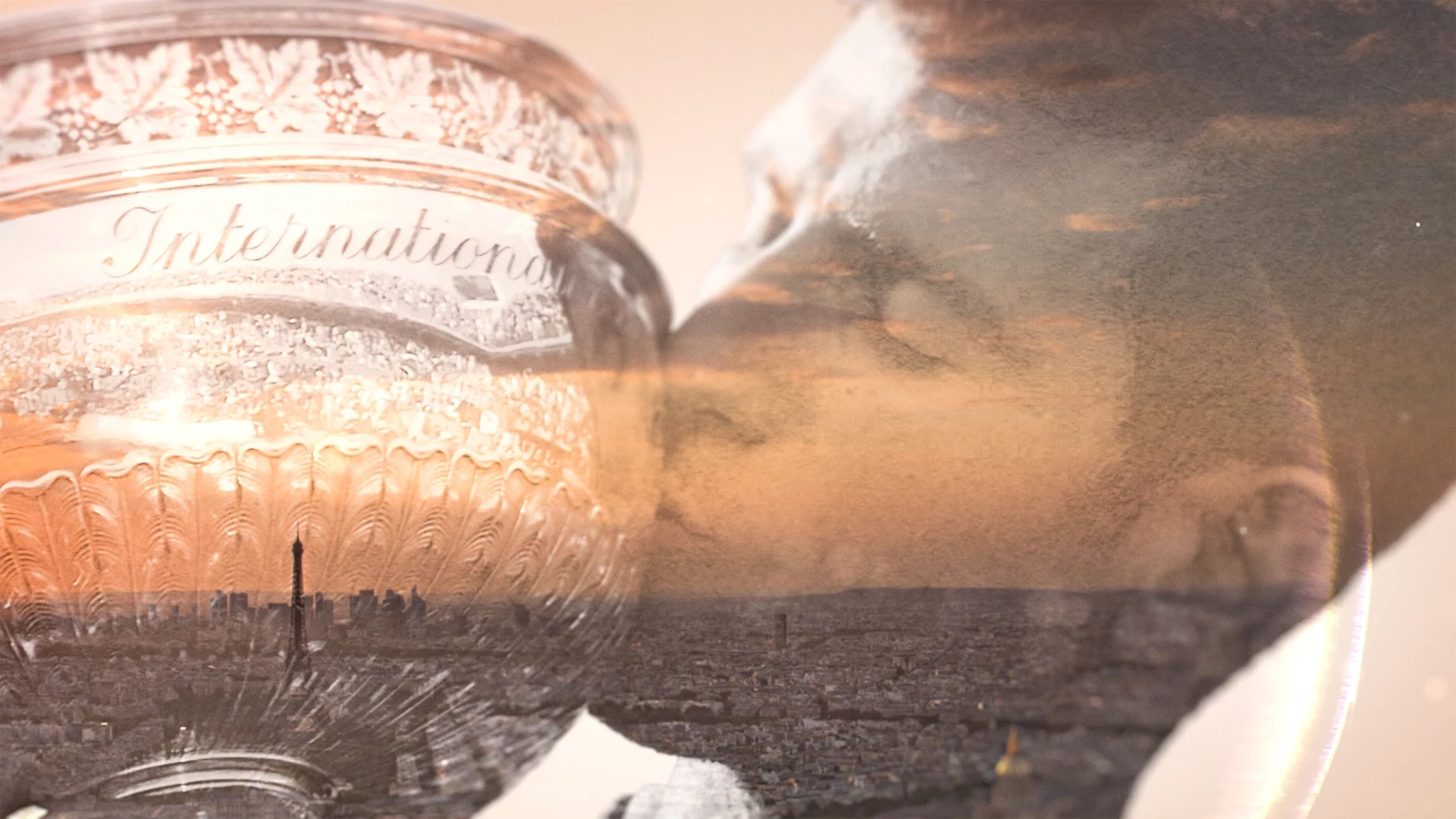 Close-up of Djokovic embracing his trophy